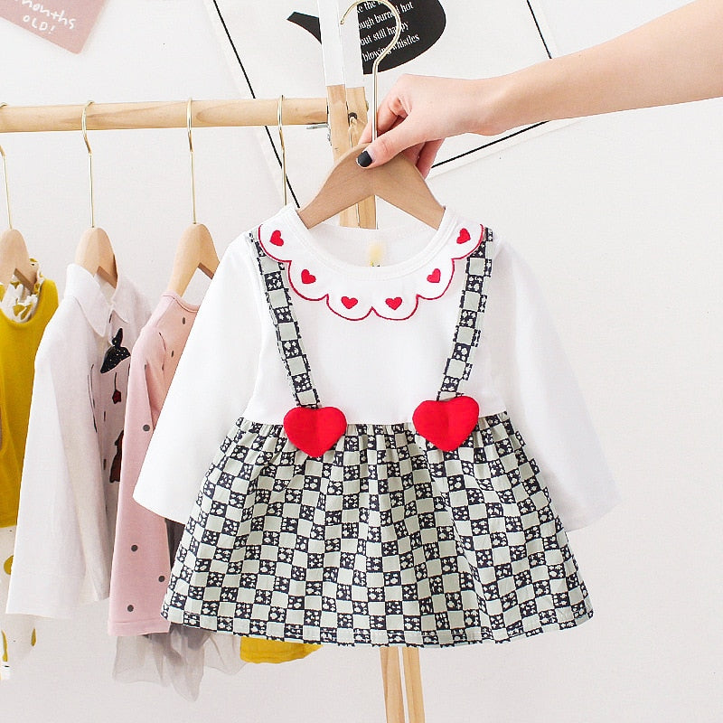 Cute Baby Dresses Cute Newborn Kids Infant Toddler Girls Clothes Long Sleeve O-Neck Cotton Sashes Dot Dress Girl Clothes Dress