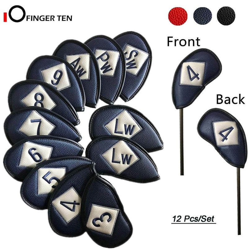 10/11/12 Pcs Double Sided Universal Leather Golf Club Head Covers Irons Fit Main Iron Clubs Both Left and Right Handed Golfer