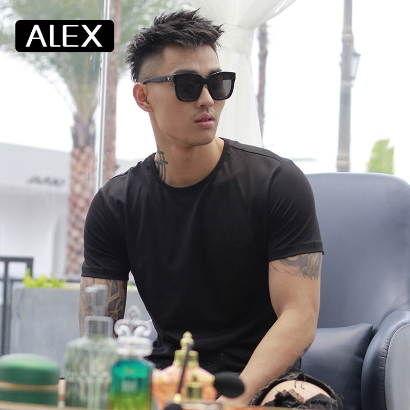 Alex Plein  t shirt men summer casual cotton embroidery black streetwear cotton tshirt men cotton funny men clothing 2020fashion