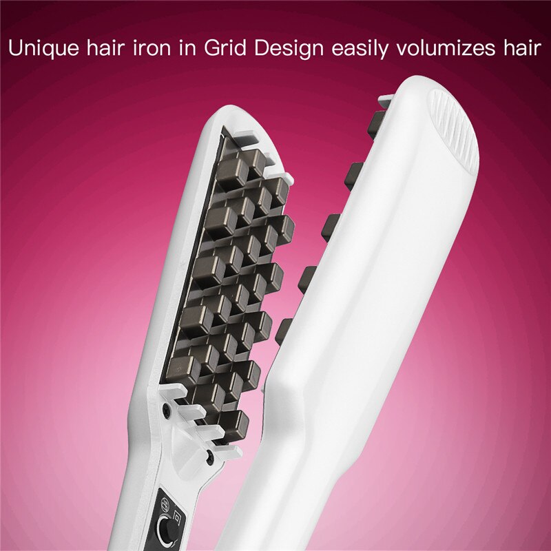 Plancha para dar volumen al cabello 2 en 1, alisador de cabello, rizador de cerámica, rizador corrugado, plancha plana, herramienta de estilismo de cabello esponjoso 3D 53