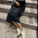 KarSaNy Denim Rock Lange Gerade Röcke Damen Sommer Blau Vintage Rock Jeans Damen Denim Lange Röcke Für Damen Sommer 2021