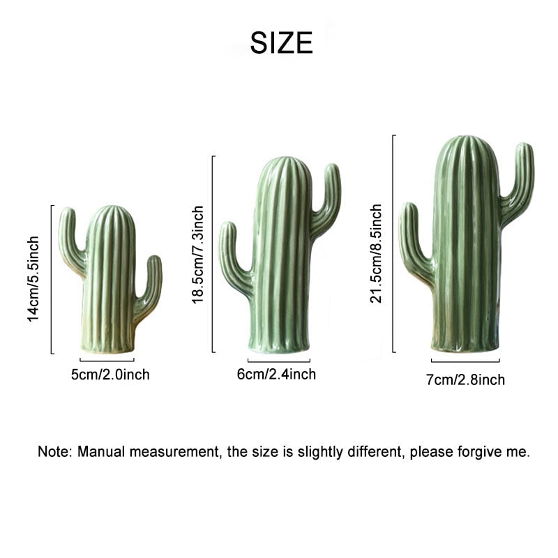 Nordic Style Creative Ceramics Cactus Ornaments Living Room Desktop Decorative Simulation Green Plant Figurines Home Decoration