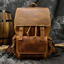Vintage Crazy Horse Leder Herren Rucksack Unisex Rindsleder 14" Laptop Rucksack Damen dickes echtes Leder Schultasche Freizeittasche
