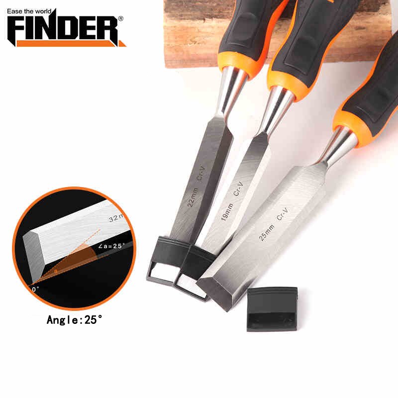 1Piece 6-51mm Carving Chisel Carpenter Tools Knockable TPR Handle Woodworking Chisel CR-V Professional Carving Knife Wood Graver