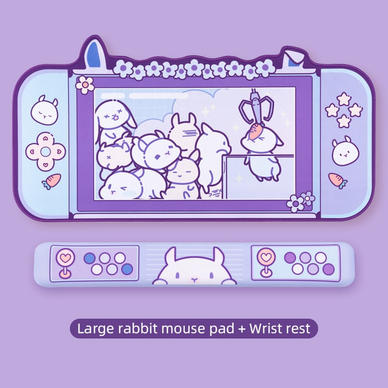 Alfombrilla de ratón grande, alfombrilla de escritorio con orejas de gato bonitas, juegos de ordenador gruesos, antideslizante, dibujos animados de niña rosa, superbonita para niña, juego para niño de 80CM x 40CM