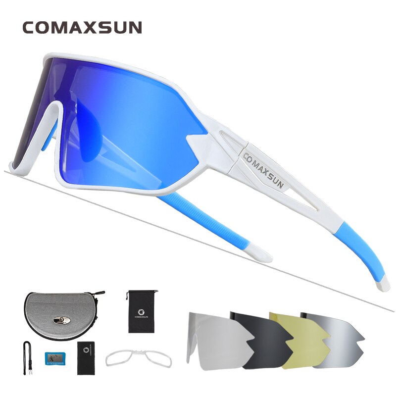 COMAXSUN gafas de ciclismo polarizadas 5 lentes MTB bicicleta de carretera deporte espejo gafas de sol gafas de montar Anti-UV400 gafas de bicicleta