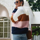 Lossky Women Hoodies Sweatshirt Striped Patchwork Ladies Long Sleeve Pullover Plush Top Autumn Winter Female  Warm Clothing 2022