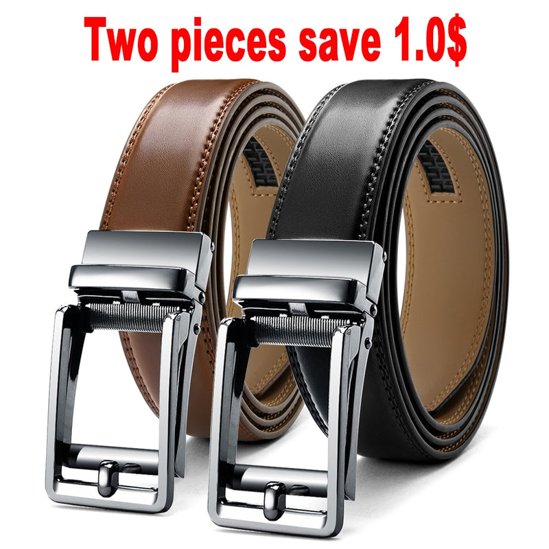 JACNAIP Ratchet Leather Mens belt Cowhide Jeans Multicolor Automatic adjustable Belts Metal Buckle Belts for Men ремень мужской