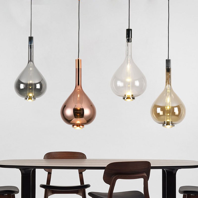 Modernes Restaurant LED Kronleuchter Bar Café Pendelleuchte Schlafzimmer Beleuchtung minimalistische Kunst Glas Esszimmer Hängeleuchten