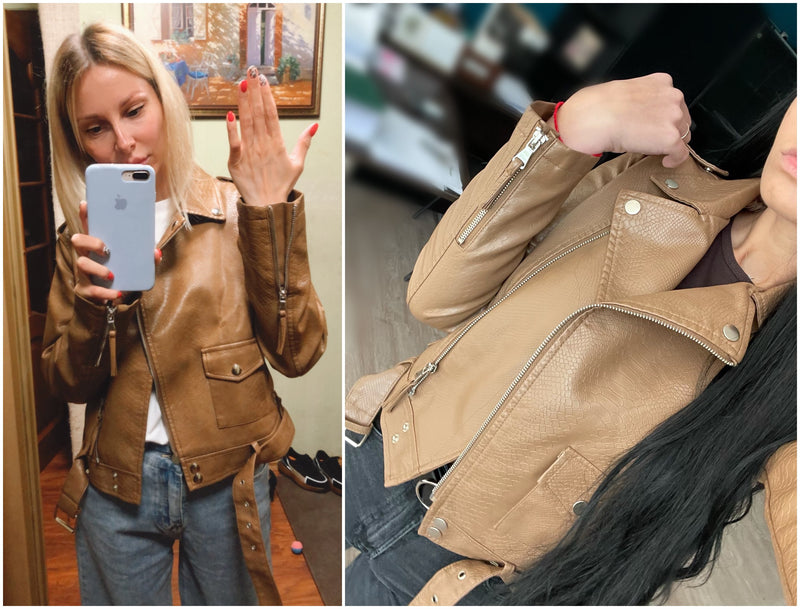 New Women Leather Coat Spring Autumn Long Sleeved With Belt Faux Leather Jacket Female Punk Outwear Ladies Biker Moto Outwear