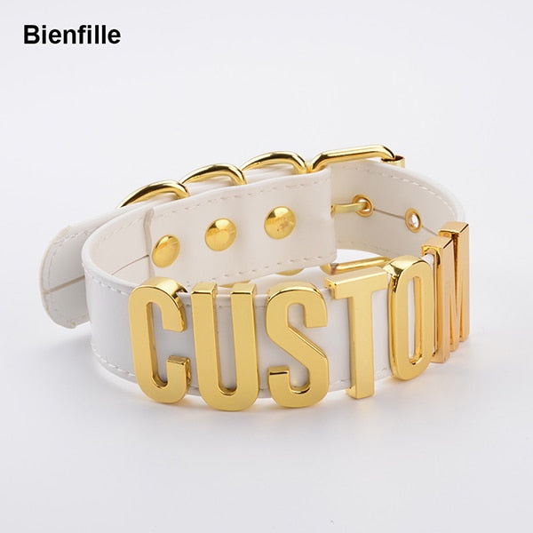 Romantisches Geschenk Customized Choker Collar Halskette PU Leder Custom Personalisierter Name Choker Cosplay Wählen Sie Buchstaben Halskette Frauen