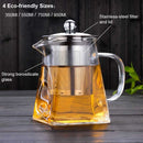 BORREY Hitzebeständige Glas-Teekanne mit Edelstahl-Tee-Ei, Filter, Blumen-Teekessel, Kung-Fu-Tee-Set, Puer-Oolong-Teekanne