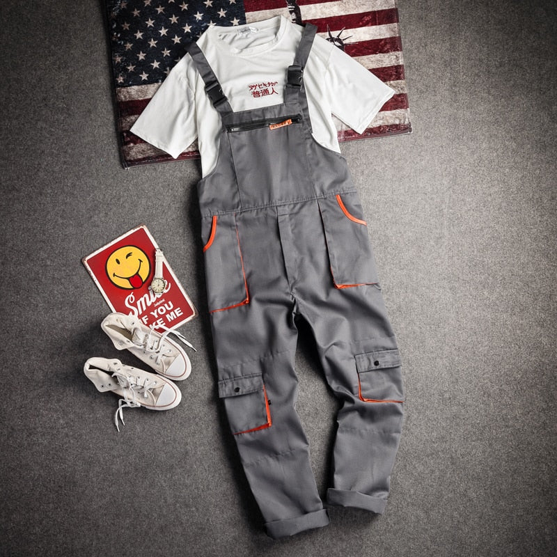 Bib Overalls Casual Work Clothing Large Size Sleeveless Bib Pants Protective Coveralls Strap Jumpsuits Fly Pockets UniformsS-5XL