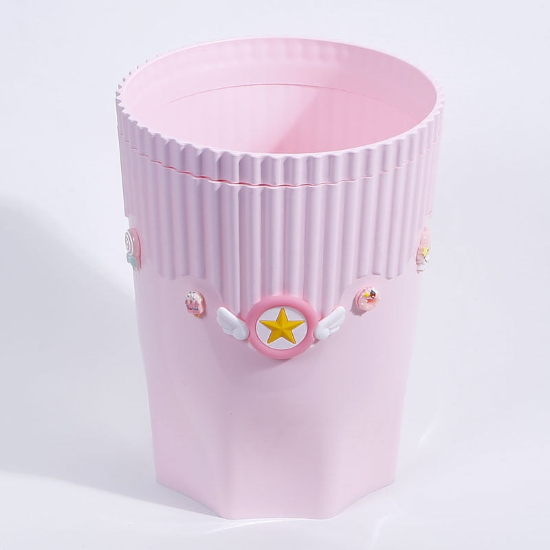 Cubo de basura rosa creativo Anime Card Captor Sakura cubo de basura de plástico Kawaii dibujos animados hogar Oficina escritorio cesta de almacenamiento de basura nuevo