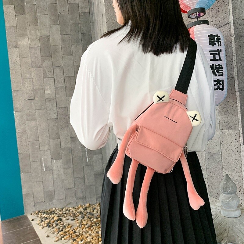 Personality Girl Small Bag Cartoon Cute Frog Bag Casual Messenger Bag Chest Bag Unisex Shoulder Crossbody Bag Nylon Women Bag