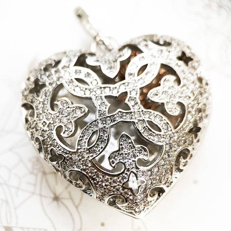 Colgante amor corazón medallón moda Glam 925 joyería de plata esterlina estilo europeo accesorios alma regalo para mujer