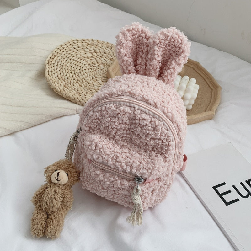 Kid&#39;s Backpack Easter Mini Simple Plush Rabbit Bag Korean Children&#39;s Plush Bear Pendant Shoulder Bag Tide Child Girl Purse Bag