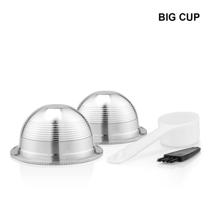 ICafilas BIG & Small CUP Espresso Capsulas ReusableNespresso Vertuoline & Vertuo Stainless Steel Refillable Coffee Filter  Pods