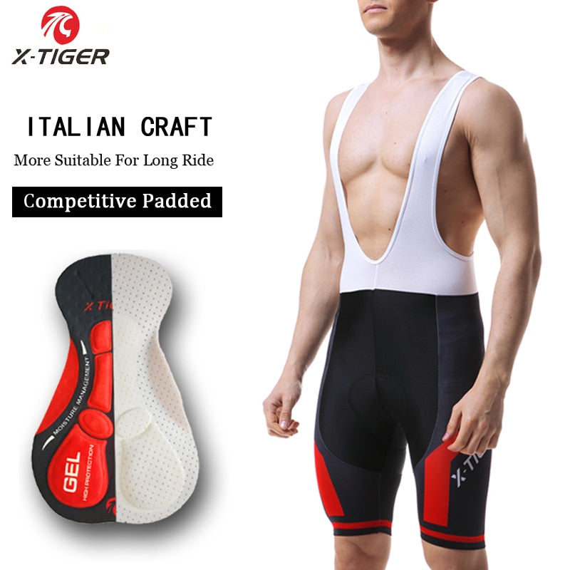 Pantalones cortos de Ciclismo X-TIGER Coolmax 5D Gel Pad a prueba de golpes MTB Road Bike Bibs Shorts Ropa Ciclismo pantalones cortos de bicicleta para hombres