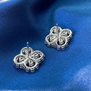OEVAS 100% 925 Sterling Sparkling Full High Carbon Diamond Hollow Out Four Leaf Clover Stud Earrings For Women Fine Jewelry Gift