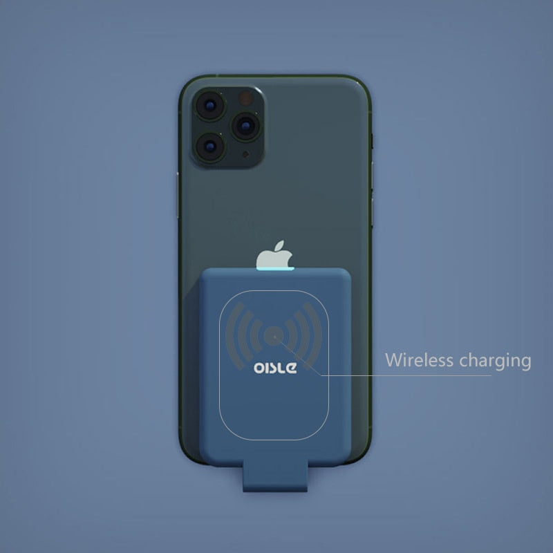 Mini batería de clip trasero OISLE para iPhone 12 11X7 8 6 Plus SE XS MAX XR SE2, funda de cargador de batería externa de respaldo delgado, banco de energía