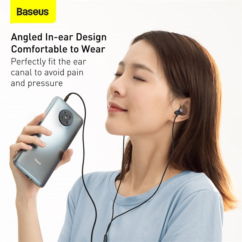 Baseus H19 Wired Earphones 6D Stereo Bass Headphone In-Ear 3.5mm Headset with MIC for Xiaomi Samsung Phones