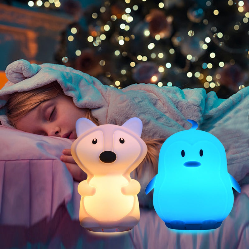 Silicona perro zorro unicornio música lámpara inalámbrico Bluetooth altavoz reproductor USB recargable RGB LED luz de noche para niños bebé regalo