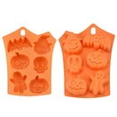 1 Uds 6 rejillas calabaza murciélago calavera fantasma forma Halloween molde de silicona caramelo Chocolate pudín molde para decoración de fiesta de Halloween