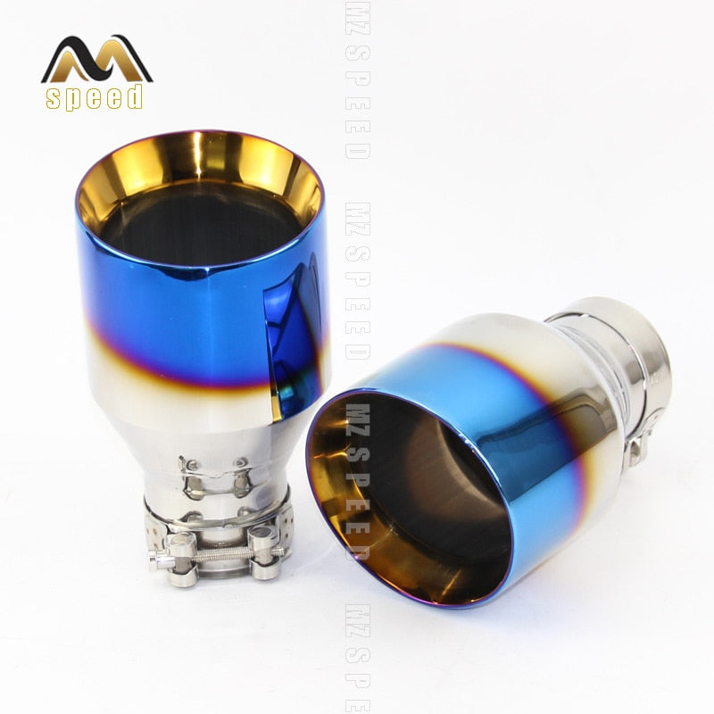 Car  Accessories Exhaust Tail Pipes  Muffler Tip Tail End Universal Stainless Steel Straight Flange blue For Bmw E46