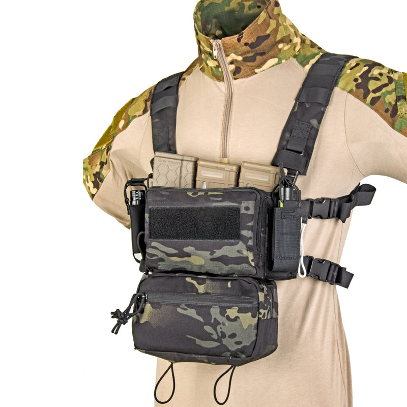 Tactical Micro Chest Rig Modular H Harness D3CR Funny Pack SACK Pouch Combat Vest 5.56 Mag Airsoft