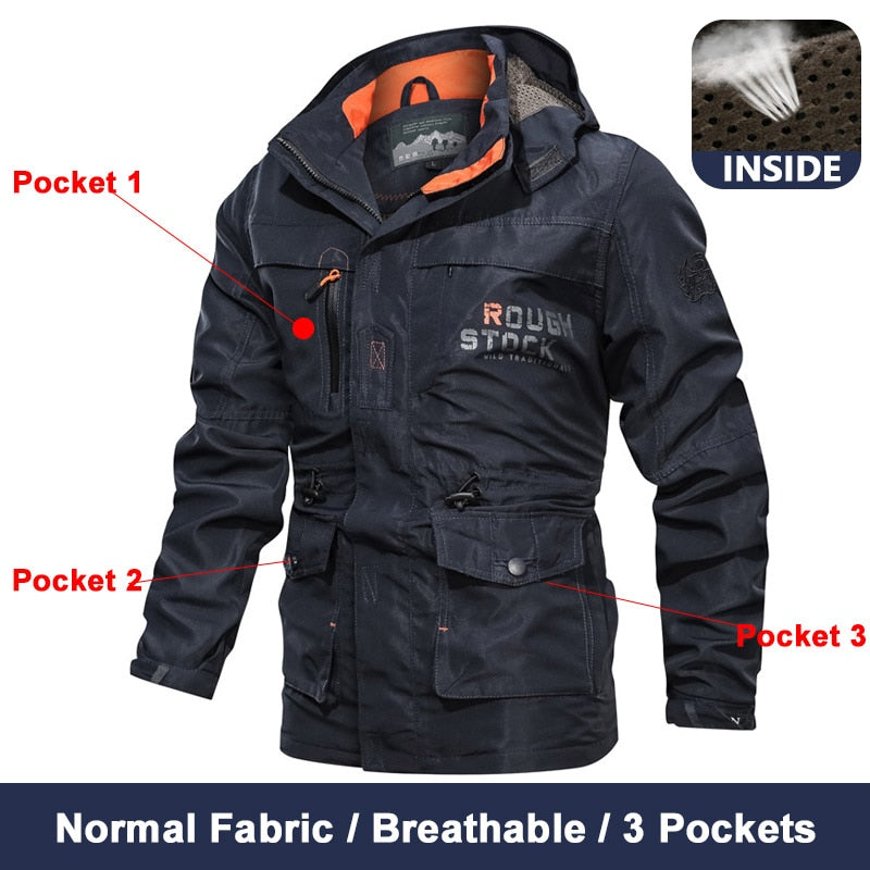 Spring Men Military Tactical Jacken Multi-Pockets Wasserdicht Casual Windbreaker Herren Mantel Outdoor mit Kapuze