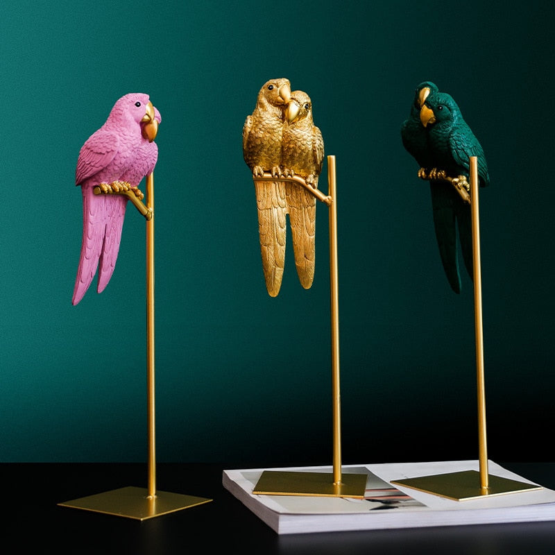 Nordic Creative Resin Simuliertes Tier Papagei Vogel Crafts Ornaments Gold Modern Home Desktop Dekoration Miniaturfiguren