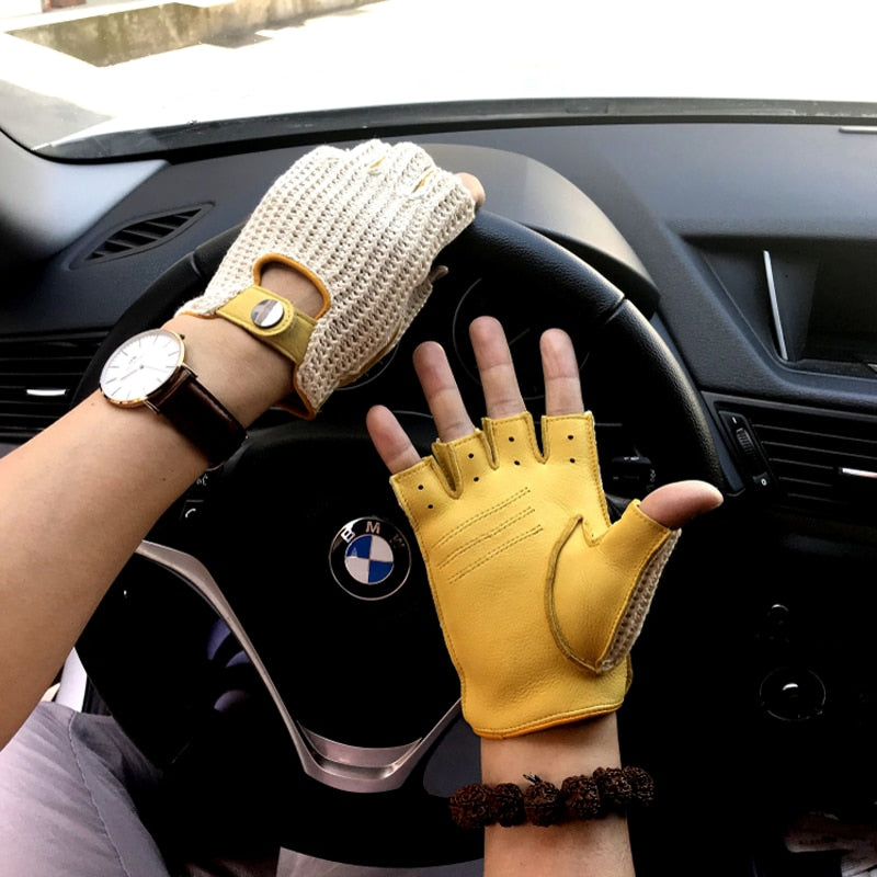 2022 New Men genuine leather gloves male sheepskin machinist gloves leather driving gloves men leather driver gloves