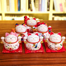 5 inch Maneki Neko Lucky Cat Ornament Ceramic Fortune Cat Statue Home Decorative Gift Feng Shui Beckoning Cat Piggy Bank