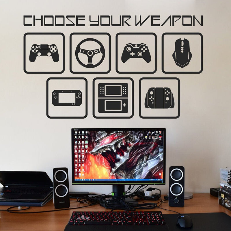 Choose Your Weapon Wall Decal Vinyl Gamer Room Decor Wall Sticker Video Game Computer Geek Gifts Playroom Decoration Mural X613