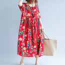 Oversized Floral Print Cotton Casual Woman Dress Summer Flower Boho Beach Dress for Women Loose Long Ladies Dresses 2021