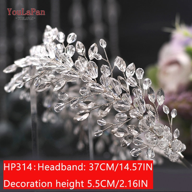 YouLaPan HP312 Bridal Hair Pieces Bridemaids Head Pieces Crystal Headbands for Women Jeweled Hair Accessories Rhinestone Tiara