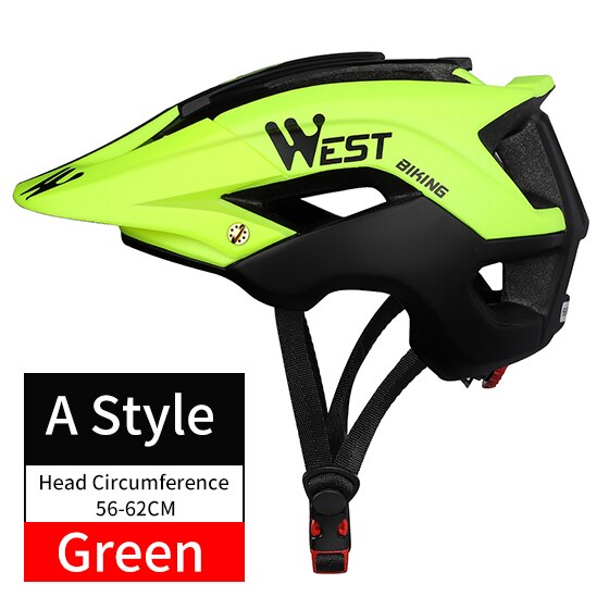 WEST BIKING Casco de bicicleta 56-62cm Transpirable Ultraligero MTB Casco de ciclismo de montaña moldeado integralmente Casco de seguridad para bicicleta