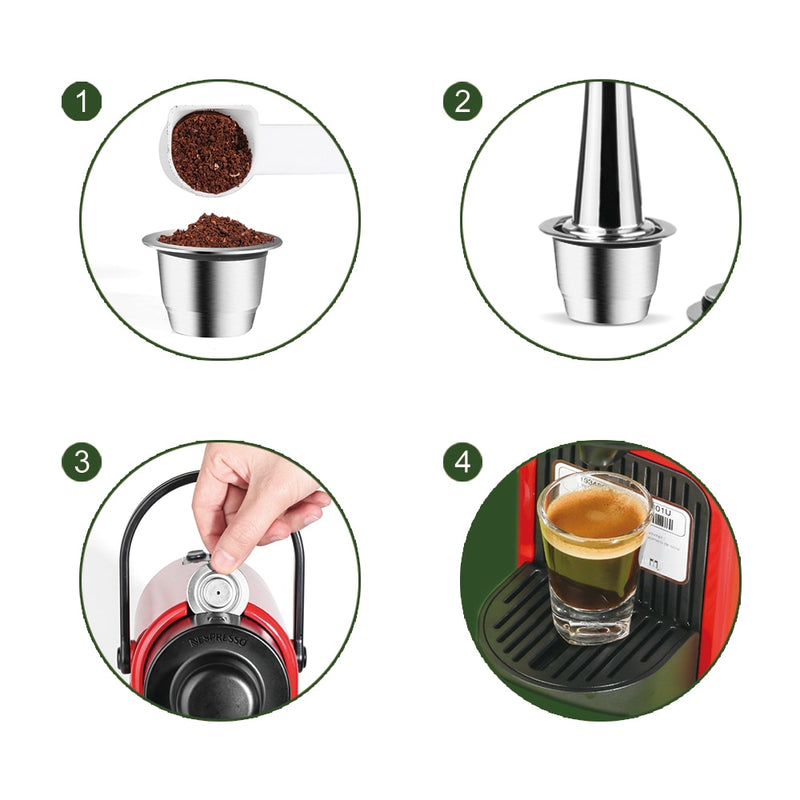 iCafilas Eco-Friendly Packing Reusable Coffee Capsule For Nespresso Refillable Capsule Pod Espresso Crema Maker