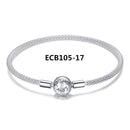 BISAER 925 Sterling Silver Pulseira Snowflake Bangles 925 Heart Snake Chain Clasp Femme Silver Bracelet For Women Jewelry
