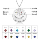 Personalized Family Name Engraved Necklaces for Women Tree of Life Stainless Steel Pendant Necklace with 7 Birthstones Jewelry