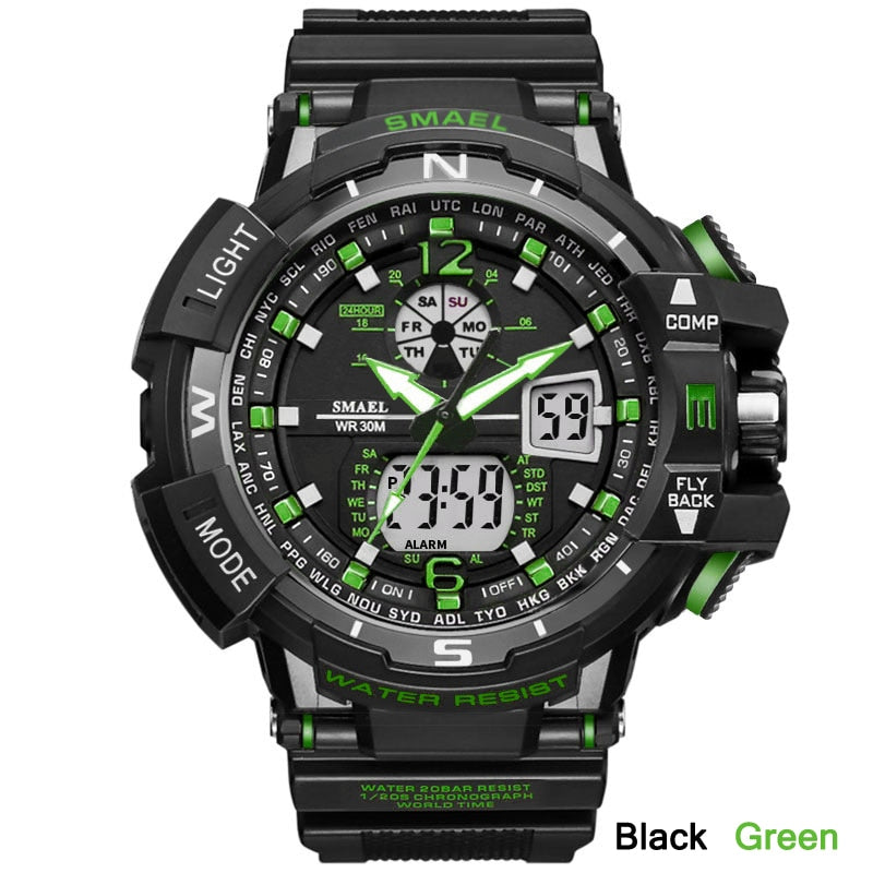 SMAEL Sport Watch Men Big Dial LED Digital Quartz Wrist Watches Men&