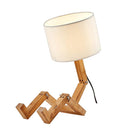 Robot Shape Wooden LED Table Lamps E27 Lamp Holder Modern Art Wood Desk Table Lamps Parlor Indoor Bedroom Study Night Light