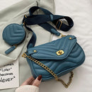 Pequeño bolso de hombro de cuero PU para mujer 2022 nuevo bolso y bolsos de mano bolso cruzado de viaje para mujer bolso bandolera con cadena para mujer 2 unids/set