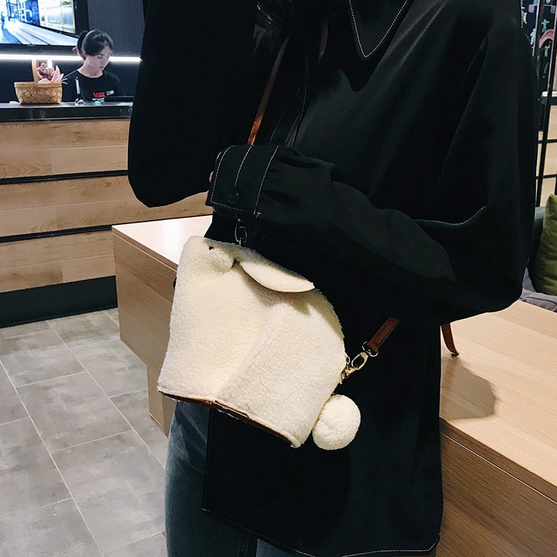 Snow White Bunny Design Small Pu Leather Crossbody Bag for Women 2020 Fashion Purses and Handbags Shoulder Bag Mini Clutch Bags