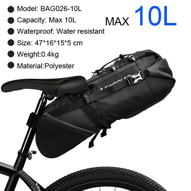 Bolsa de bicicleta NEWBOLER impermeable 13L bolsa de sillín de bicicleta de gran capacidad ciclismo bolsa trasera plegable MTB Road Trunk Bikepacking