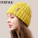 FURTALK, gorro de invierno para mujer, gorro con forro polar, gorro de invierno tejido para mujer y niña, rojo, negro, blanco, rosa y gris