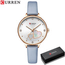 CURREN Watches Women Fashion Leather Quartz Wristwatch Charming Rhinestone Female Clock Zegarki Damskie