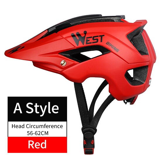 WEST BIKING Casco de bicicleta 56-62cm Transpirable Ultraligero MTB Casco de ciclismo de montaña moldeado integralmente Casco de seguridad para bicicleta