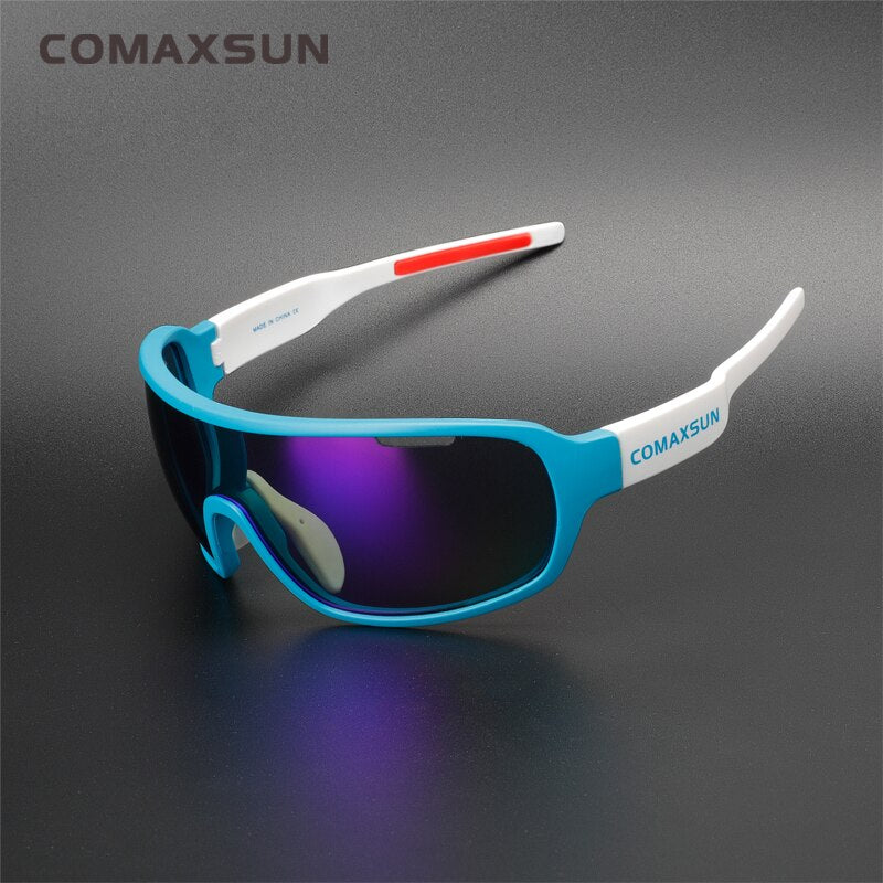 COMAXSUN Polarisierte Fahrradbrille Fahrradreitschutzbrille Fahren Angeln Outdoor Sport Sonnenbrille UV 400 3 Linsen